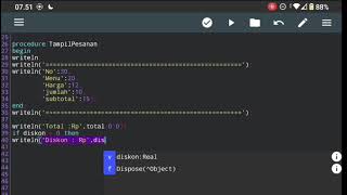 Tugas Video Coding Bahasa Pascal dan Array – Program Menu Restoran | Kelompok 5
