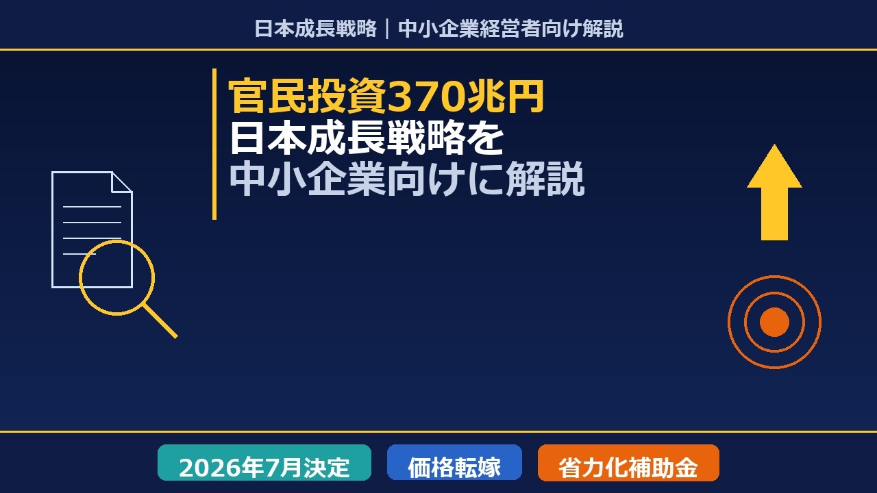 「脱・自前」の日本成長戦略 2026年7月決定】日本成長戦略を中小企業向けに徹底解説！価格転嫁