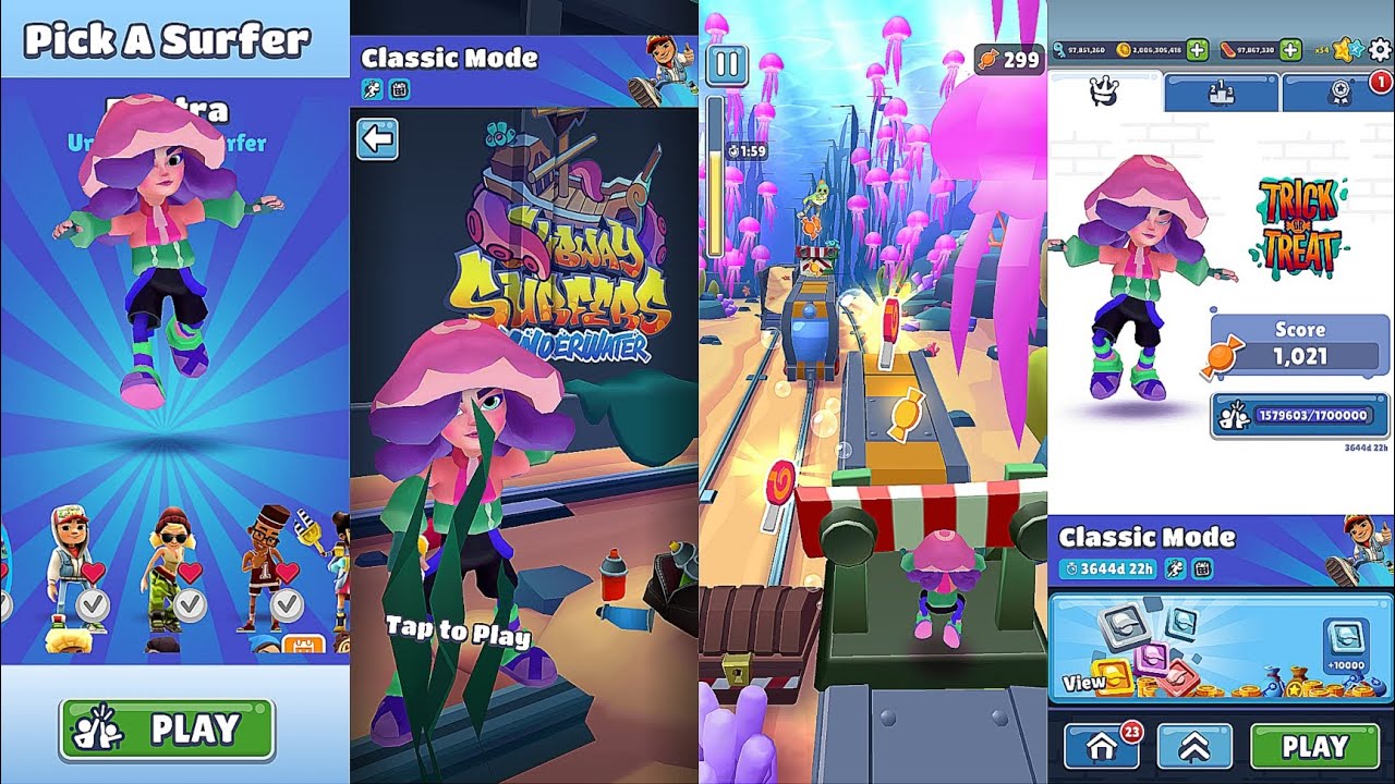 SUBWAY SURFERS TRICK OR TREAT CHALLENGENGE UNDERWATER: ELECTRA