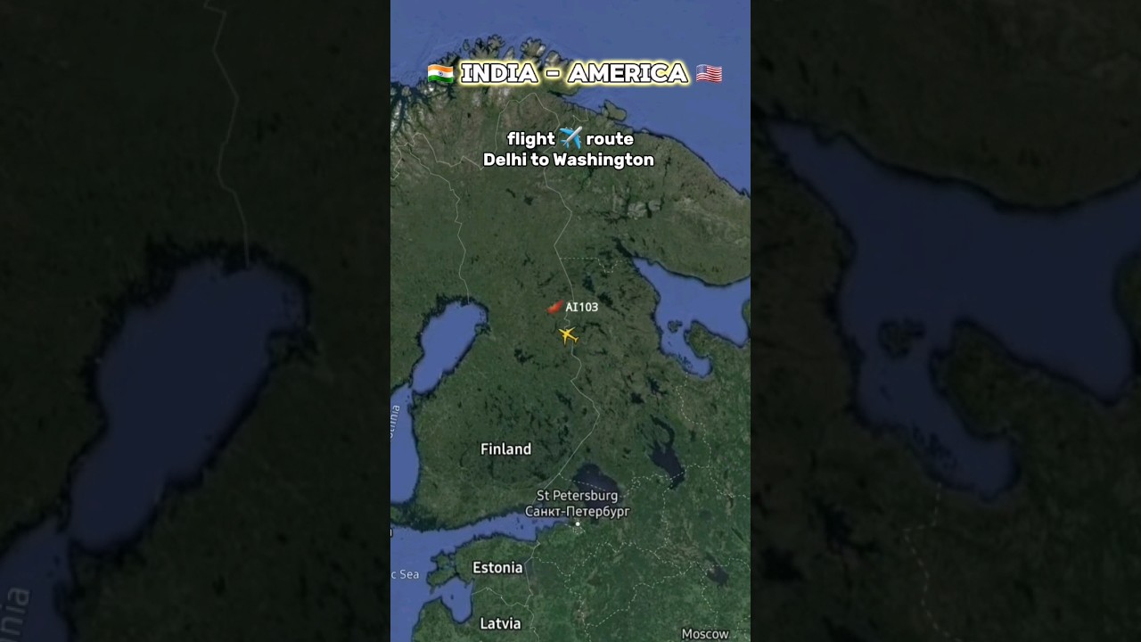 India Delhi 🇮🇳 to Washington America 🇺🇸 flight route map live