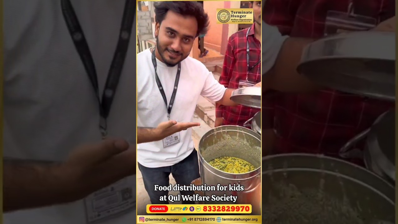 Food distribution for  kids at Qul Welfare Society 