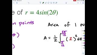 Polar Area Example -  Find Common Area Between a Rose Curve and a Circle