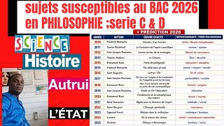 Sujets susceptibles de sortir au BAC 2026 en PHILOSOPHIE #Séries C & D.