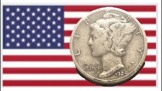USA 1924 s Mercury Dime .900 Silver Coin