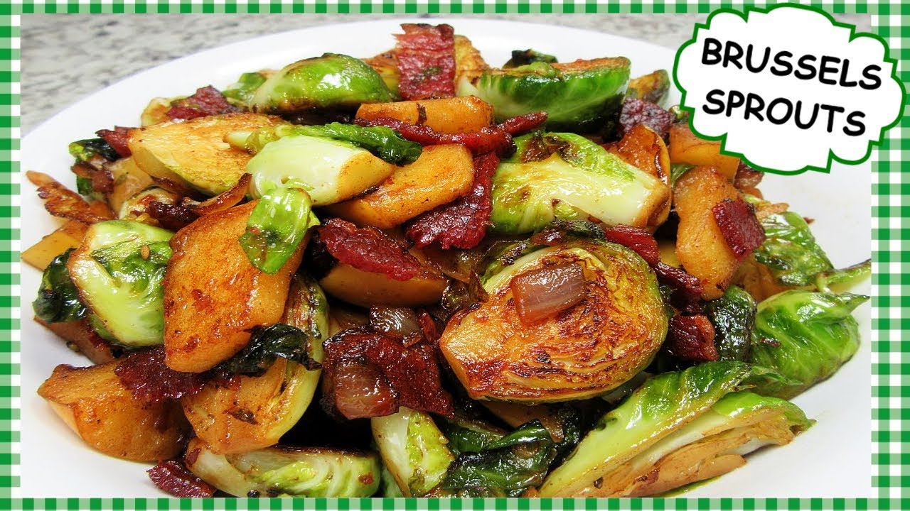 Stove Top Brussel Sprouts with Bacon and Apples Holiday Recipe YouTube