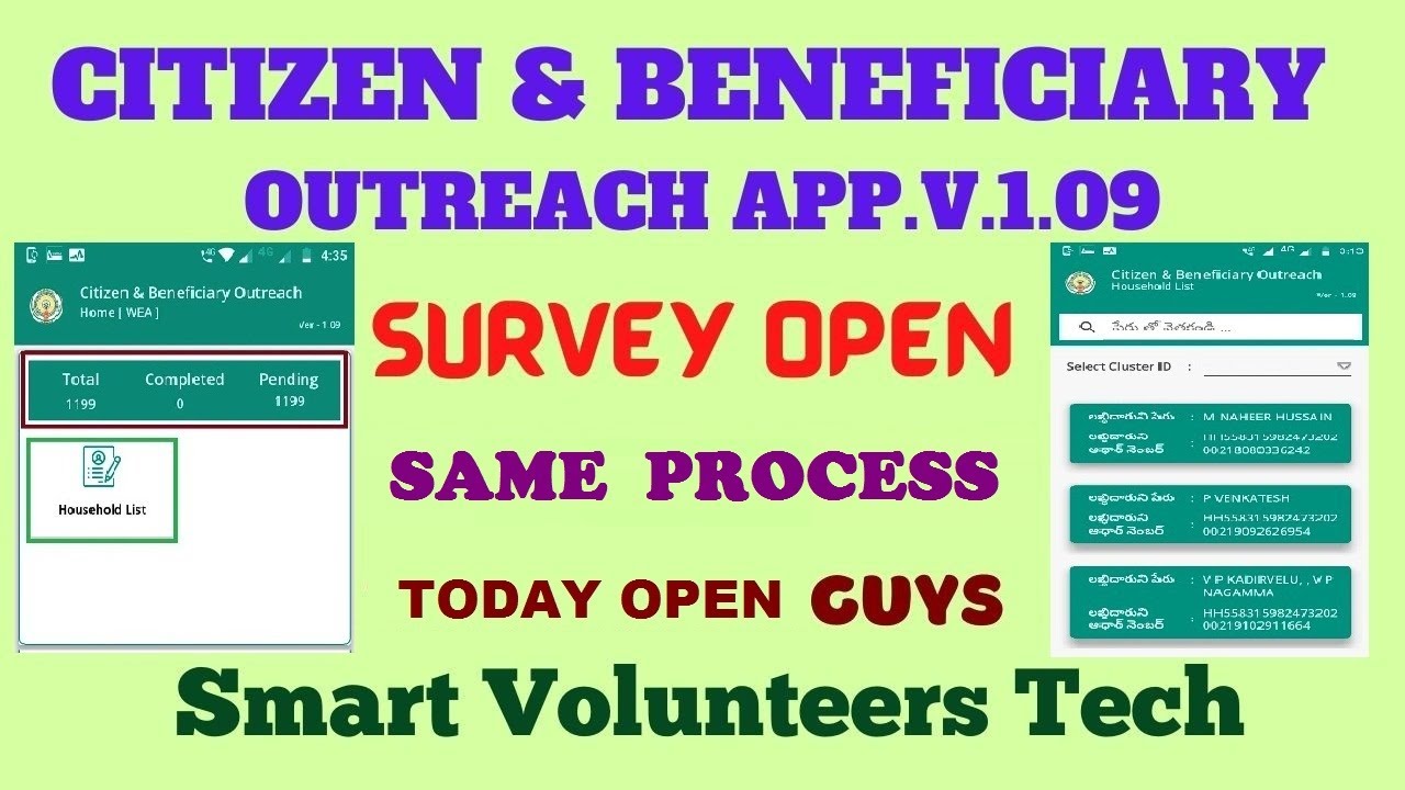 CITIZEN & BENEFICIARY OUTREACH APP.V.1.09// SAME PROCESS// TODAY GUYS// NO CHANGE SURVEY