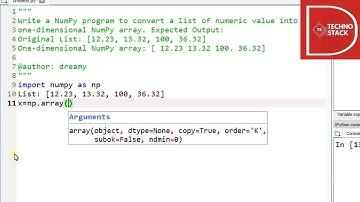 Python /Write a NUMPY program to convert a list of numeric value into a one dimensional NUMPY array.