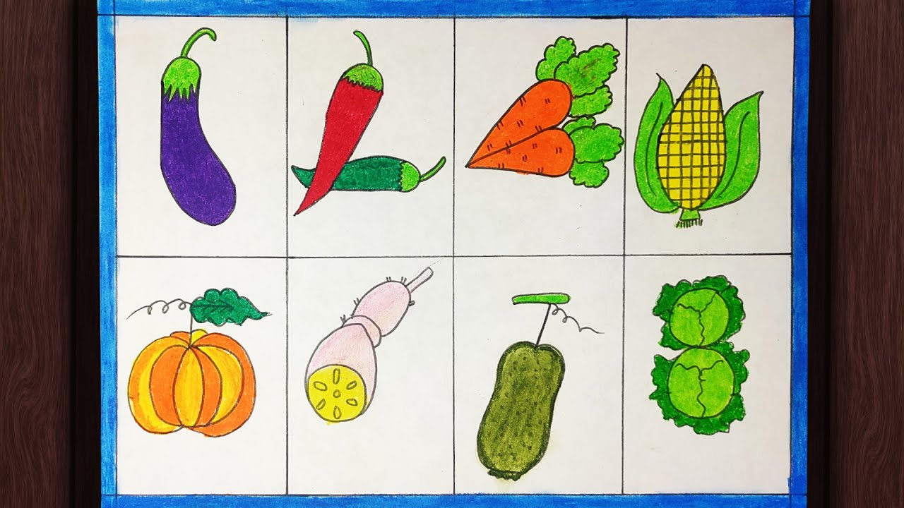 Draw beautiful vegetables from using 1 to 9 numbers | Vegetables drawing from numbers 