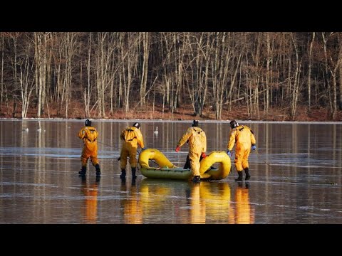 19-year-old rescued after falling through ice - YouTube