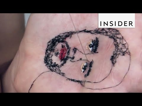 Artist Sews His Art onto His Hand