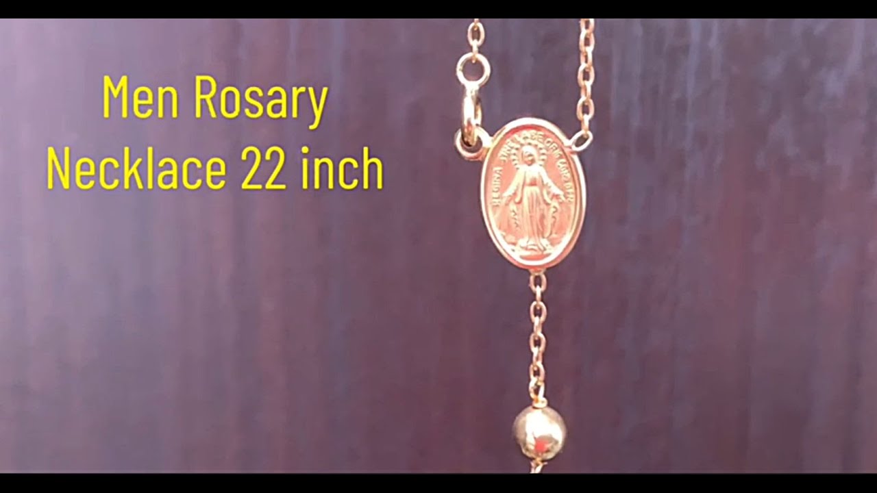 18K Solid Gold Men 22 inches Rosary Necklace Solid Beads - YouTube