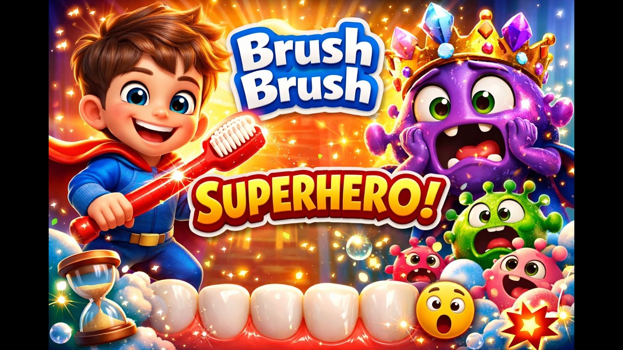 Brush Brush Superhero! 🦷✨ Kids Tooth Brushing Song & Story | Fight Germs Fun!