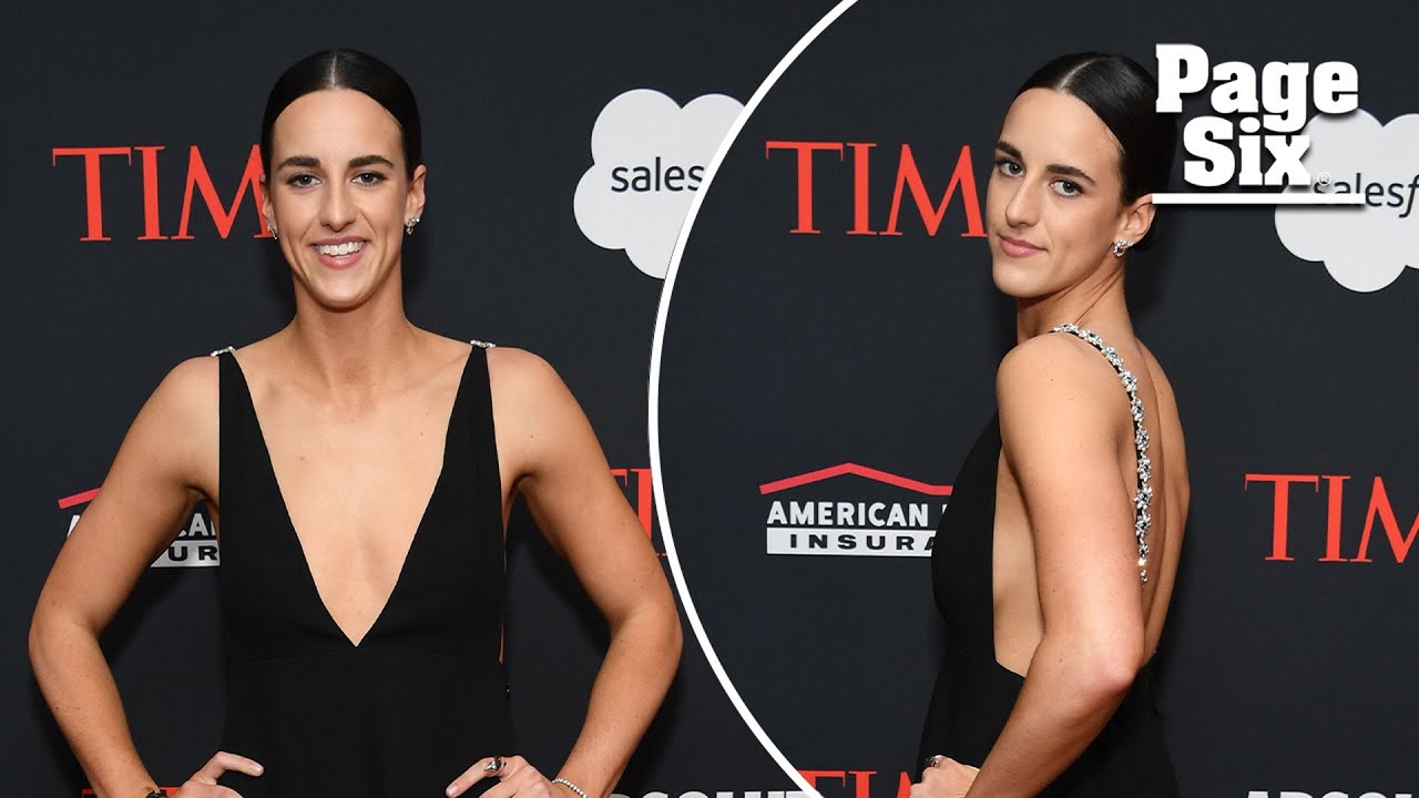 Caitlin Clark stuns in plunging Prada gown and diamonds at Time dinner