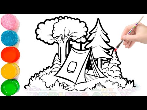 How to Draw Camping Tent Easy