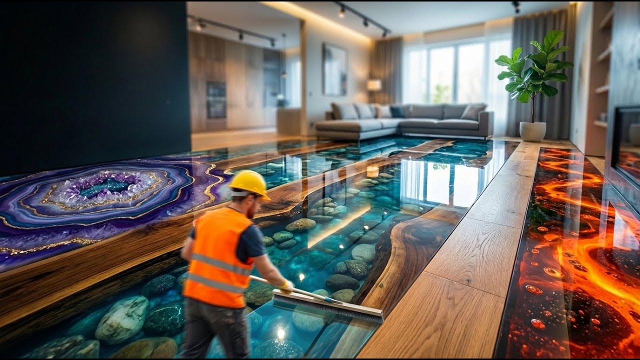 Top 8 Luxury Epoxy Floors Featuring Stone, Wood & 3D Resin Art  Relaxing 15Minute Makeover Timelapse