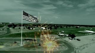 Fireworks with flag