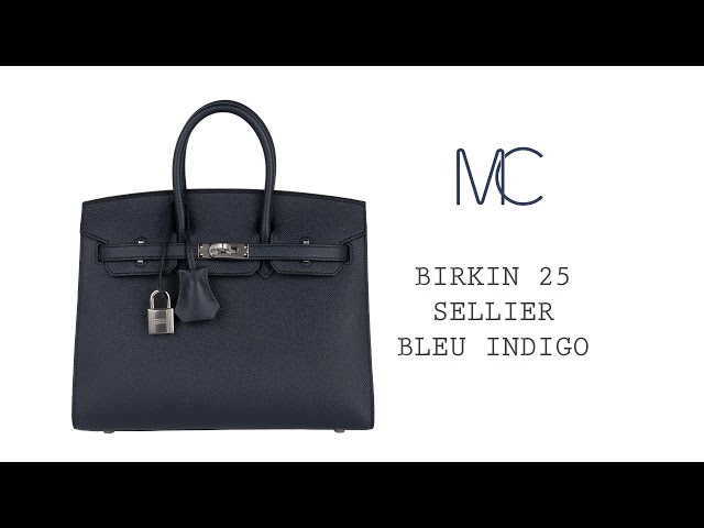 Hermes Birkin Sellier 25 Bag Bleu Indigo Palladium Hardware Epsom Leather  For Sale at 1stDibs