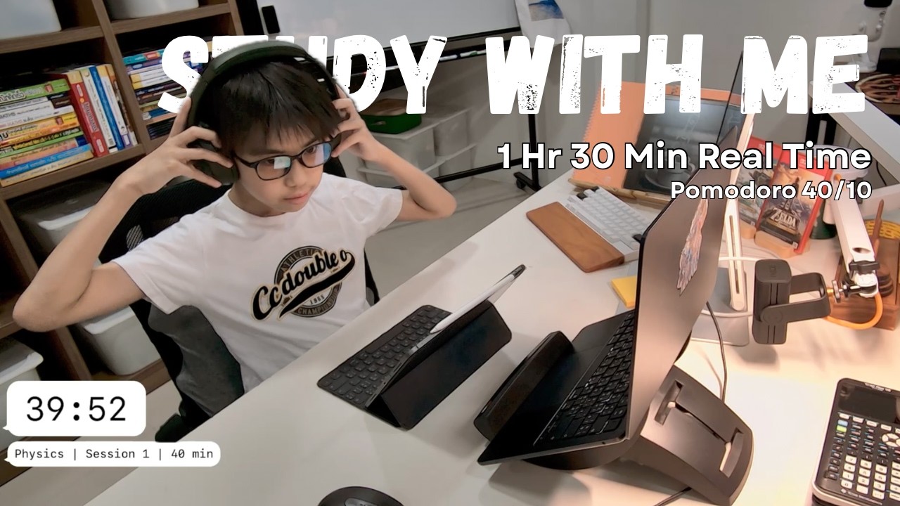 Study With Me | 1 Hr 30 Min Real Time | Pomodoro 40/10 | No Talking, No Music | Physics | iPad