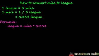 length and distance converter mile to league