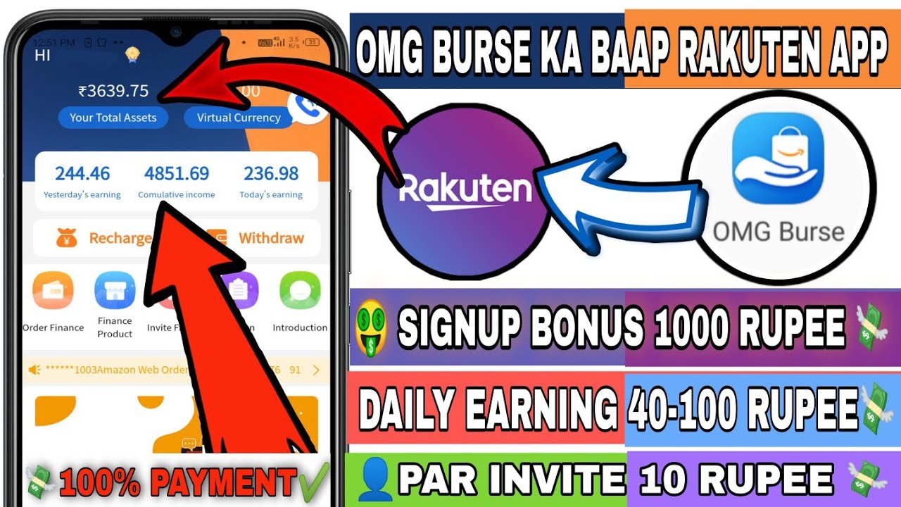 Rakuten Shop App🛒|💲Invest 1000 Rupee💵|💸Daily Earn 45-100 Rupee🤑|👤Par Invite 10Rupee💸|100% Payment ✔️