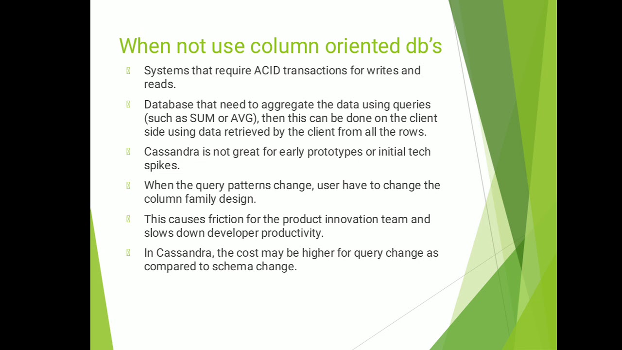 When not to use column oriented database - YouTube