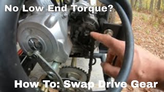 How to -  Kandi 110cc Go Cart Drive Gear Swap for more Low End Torque