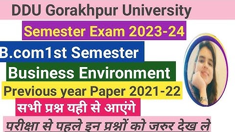 DDU| Business Environment| Previous Year Questions Paper 2021-22|B.com1st Semester|#shivanistudyhub