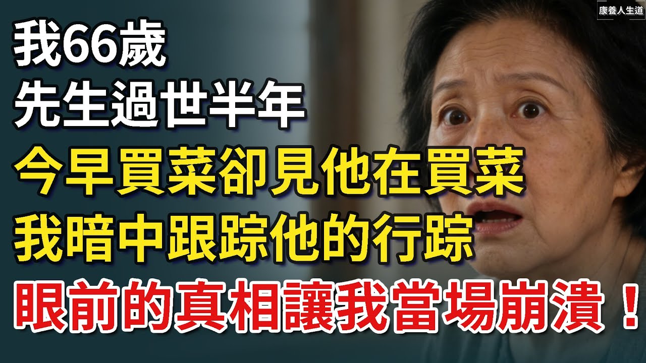 我66歲，先生過世半年，今早買菜卻見他在買菜，我暗中跟踪他的行踪，眼前的真相讓我當場崩潰！​【康養人生道】 #康養人生道 #上了年紀該明白的事 #養老 #聰明老人 #長壽秘密 #延壽