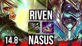 RIVEN vs NASUS (TOP) | 70% winrate, Legendary, 4k comeback | NA Master | 14.8