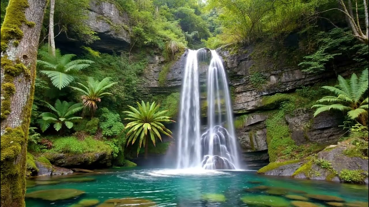 Peaceful Waterfall Ambience 🌿  Healing Nature Sounds for Stress Relief, Anxiety Calm & Deep Sleep
