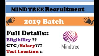 Mindtree recruitment for freshers | Salary 2.9LPA | Junior Engineer Post !!!
