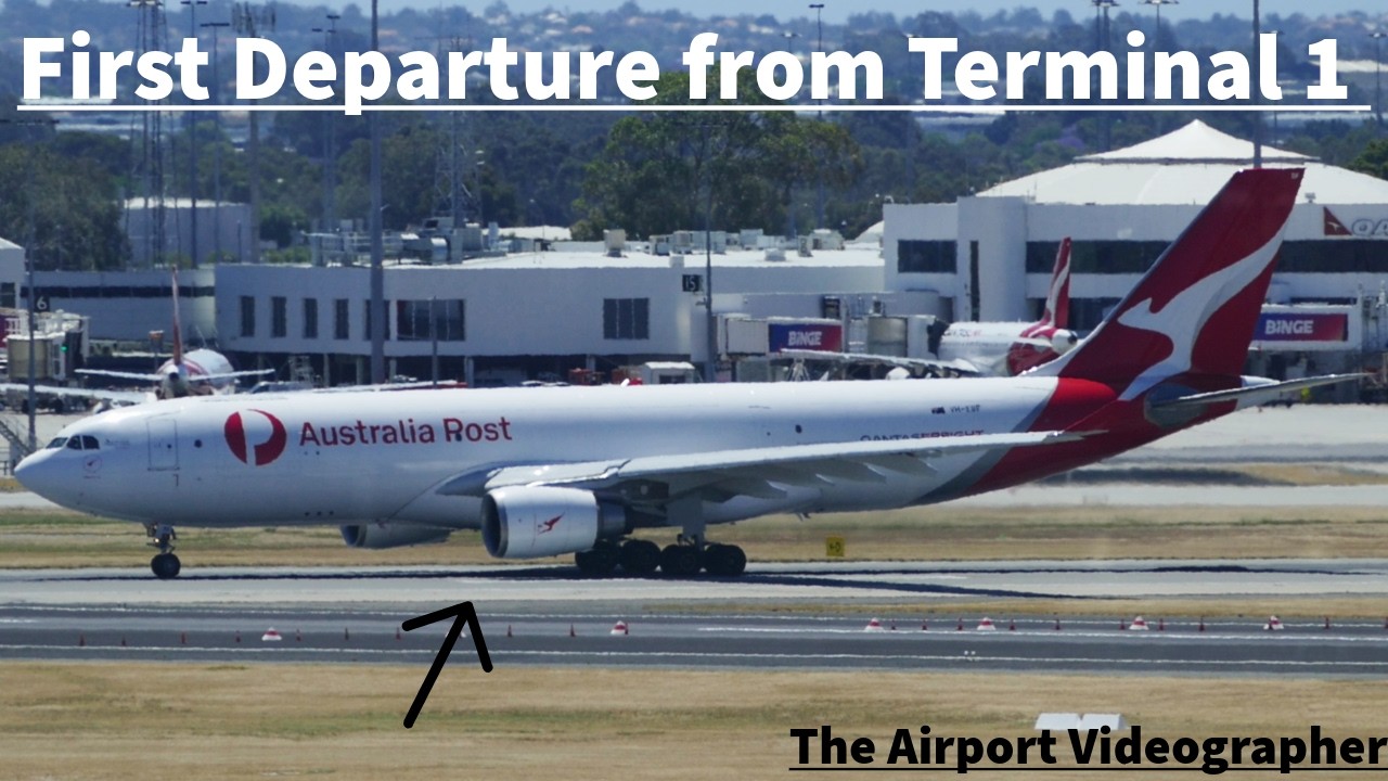 PERTH AIRPORT PLANESPOTTING | Qantas Freight first departure from Terminal 1!!