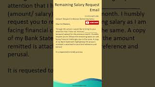 Remaining Salary Request Email  Email Requesting Remaining Payment