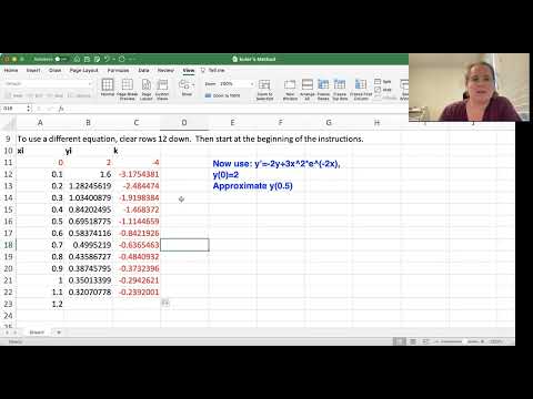 DiffEQ Section 3.1, part 3: Euler's Method in Excel