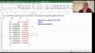 DiffEQ Section 3.1, part 3: Euler's Method in Excel