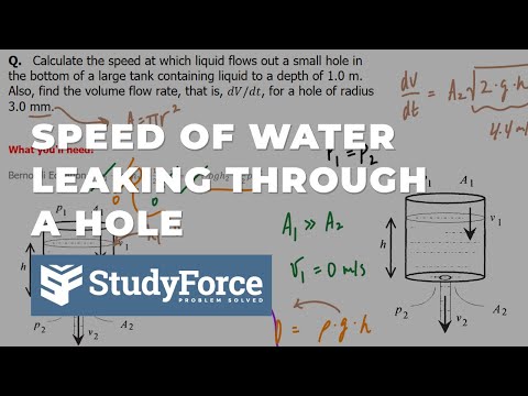 एक छेद के माध्यम से जल प्रवाह की गति की गणना | बर्नौली का समीकरण