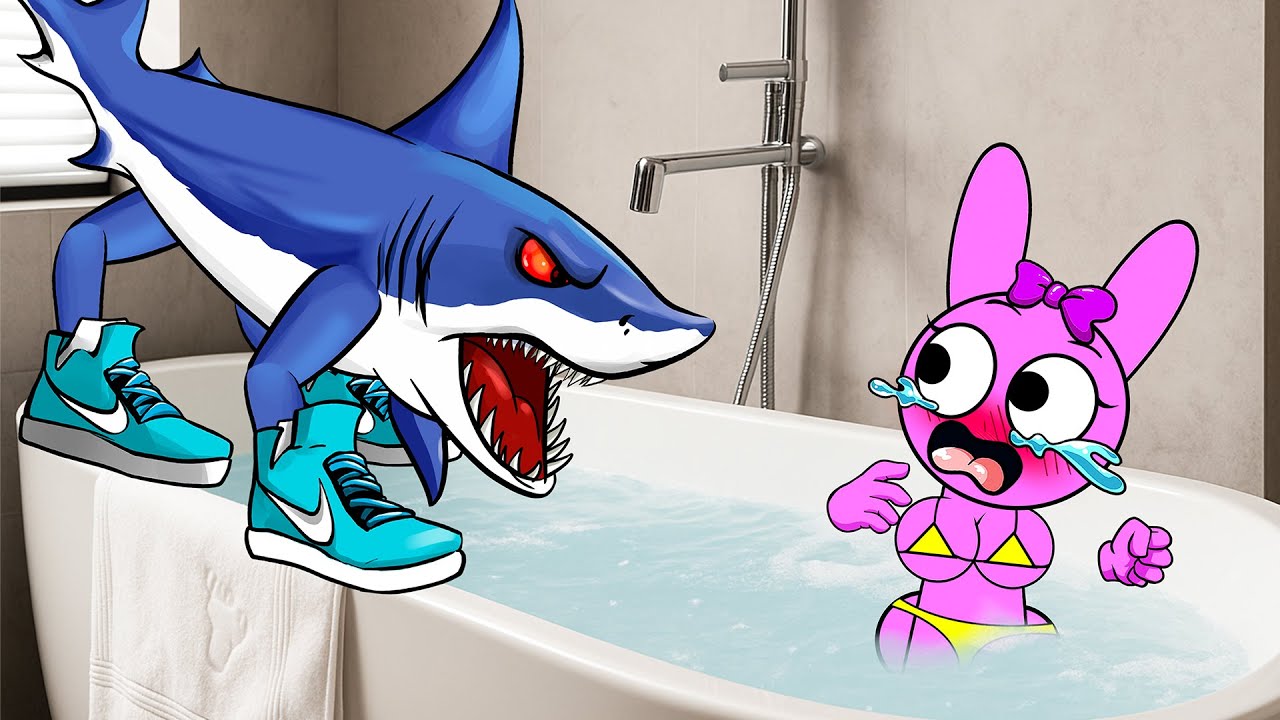 🦈😱 ПИНКИ в опасности! ТРАЛАЛЕРО ТРАЛАЛА атакует в ванной 🛁! (Спрунки в реальной жизни)