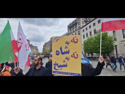 Berlin, Germany—April 29, 2023: MEK Supporters Rally to Support the Iran Revolution.