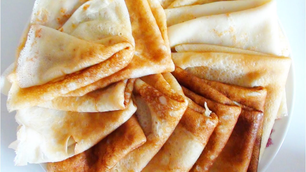 Золотистые Блины на молоке простой и вкусный видео рецепт
