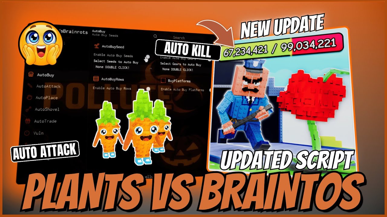 🧟‍♂️Updated Plants vs Brainrots Script *NO KEY* | Auto Attack, Spawn ...