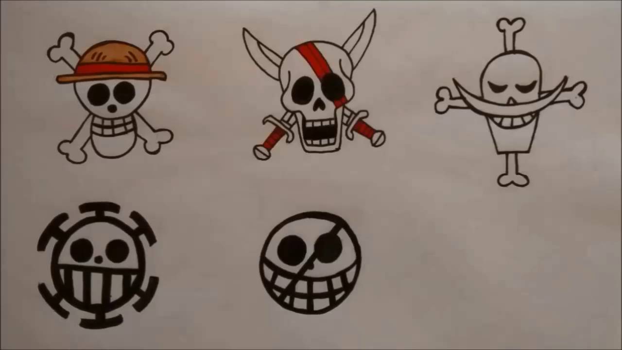 How To Draw One Piece Pirate Flags Jolly Rogers German Drawing Tutorial Youtube