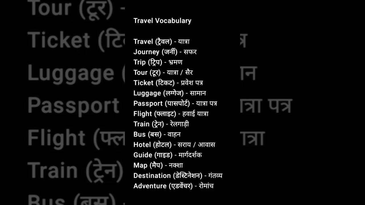 Basic Travel Vocabulary 