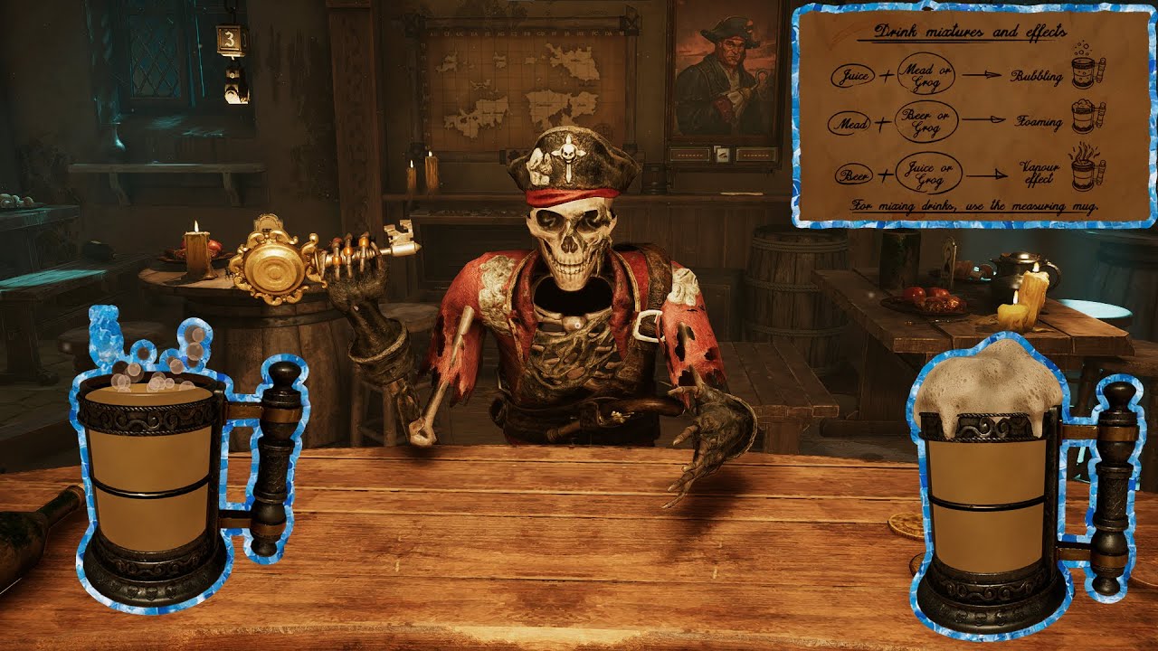 A Toast for Bones (Skeleton Customer) Puzzle - The Cursed Treasure (Tavern) - Escape Simulator 2
