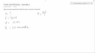 Physics 11 - Power and Efficiency - Example 1