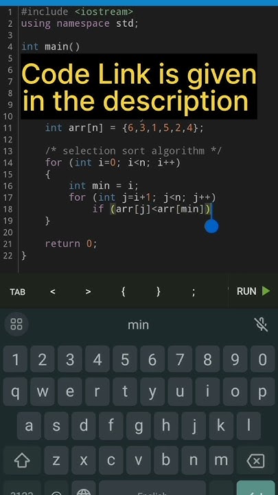 Selection Sort in C++ | #cpp | #code | #cplusplus - YouTube