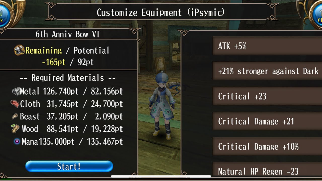 Fill Stats Weapon A5Dte21Cd10Cd21Cr23 Pot 92 Rate 89% 6th Anniversary Toram Online