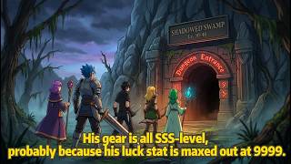 His gear is all SSS-level, probably because his luck stat is maxed out at 9999.#manga #anime screenshot 2