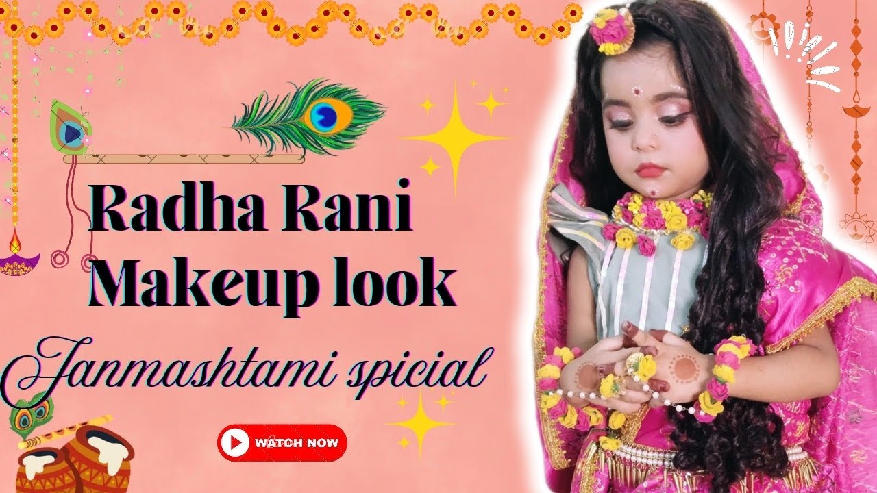 l Did My Cute Daughter Radha Rani Makeup ✨Radha Rani Look For School Janmashtami Special Function 