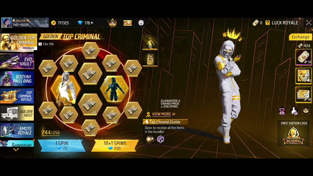 Free_fire criminal royal spin video