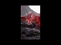 A red dragon from Dungeons and Dragons in a volcanic wasteland. (AI Generated)